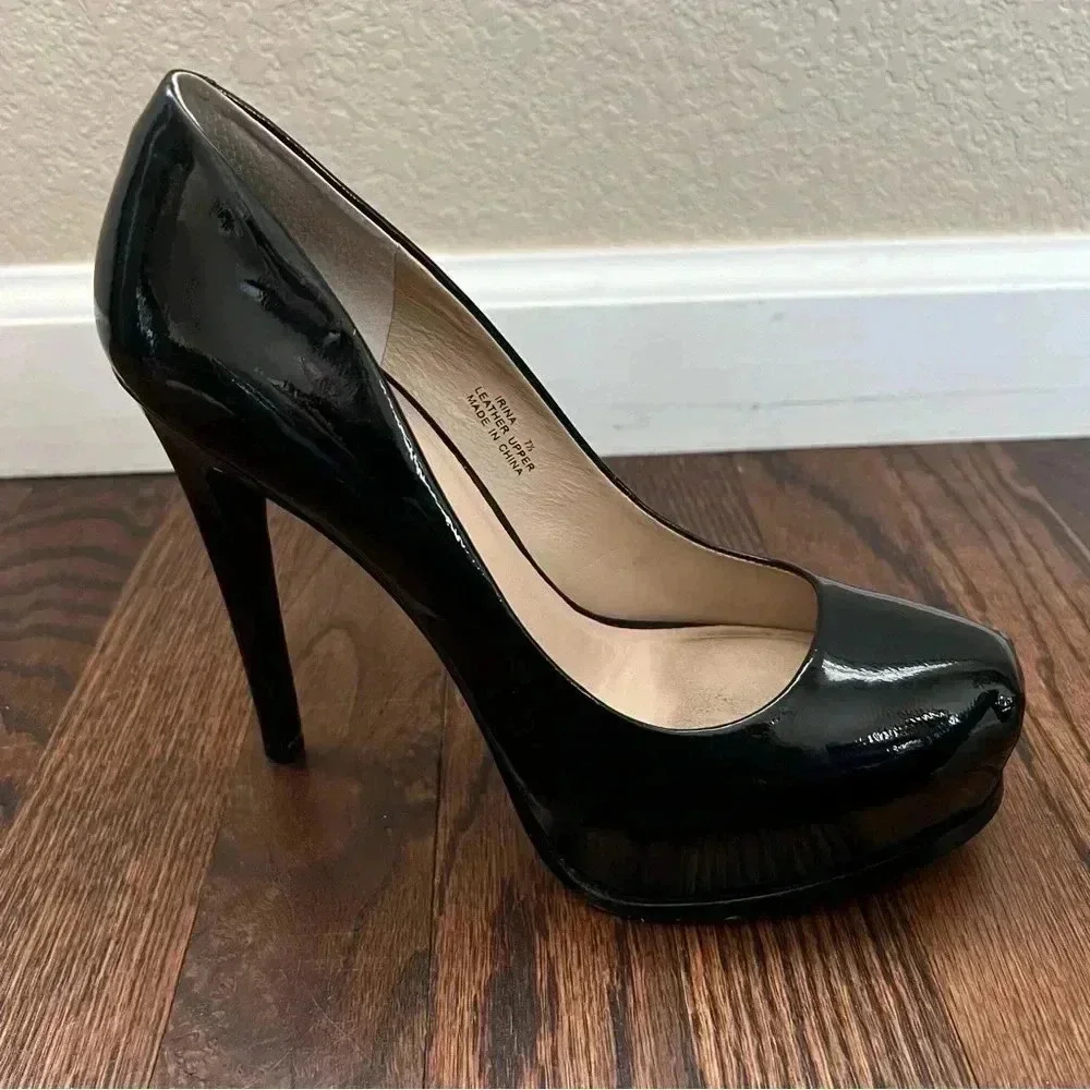 Pour La Victoire Black Irina Patent Leather Platform Pumps Heels Wm Size 7 $250